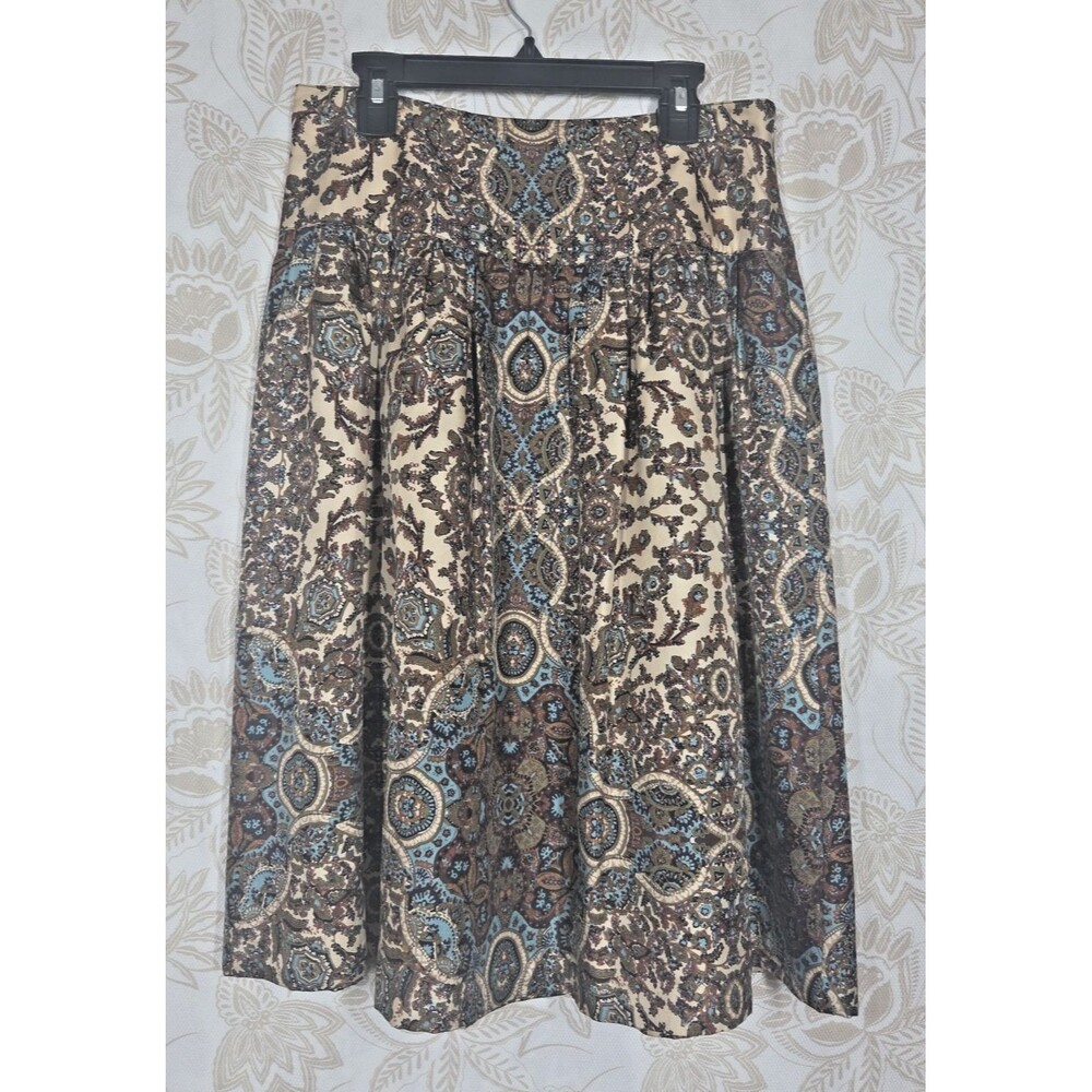 VTG Banana Republic 100% Silk Floral Skirt Women's Sz 0 Midi Lined Paisley Boho